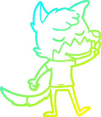 Bir insan tarafından çizilmiş dost canlısı bir tilkinin soğuk çizgi çizimi.