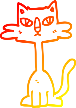 Bir insan tarafından çizilmiş komik çizgi bir kedinin sıcak çizgi çizimi