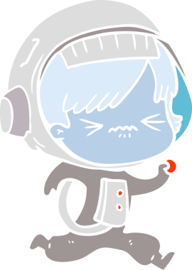 kızgın düz renkli çizgi film kızı bir insan tarafından çizilmiş.