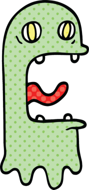 Bir insan tarafından çizilmiş çizgi roman tarzı ürkütücü bir hayalet.