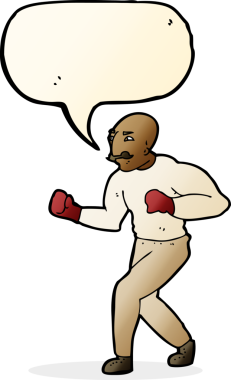 Bir insan tarafından çizilmiş konuşma balonu olan çizgi film boksörü