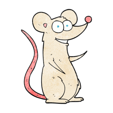 Bir insan tarafından çizilmiş el yapımı çizgi film mutlu fare.