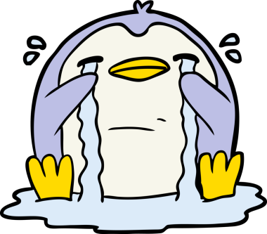 Bir insan tarafından çizilmiş ağlayan penguen çizgi filmi.