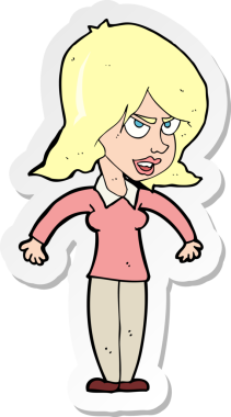 Bir insan tarafından çizilmiş zalim bir kadının çıkartması.