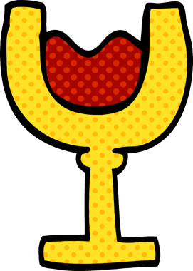 Bir insan tarafından çizilmiş bir şarap karalama bardağı.