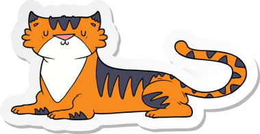 Bir insan tarafından çizilmiş karikatür kaplanı çıkartması.