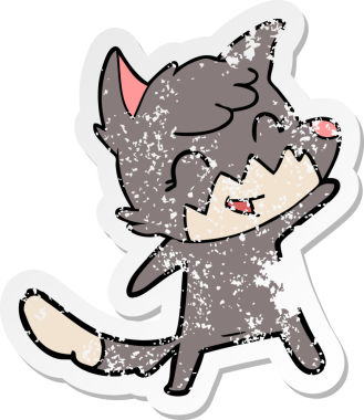 Bir insan tarafından çizilmiş mutlu bir tilkinin sıkıntılı çıkartması.