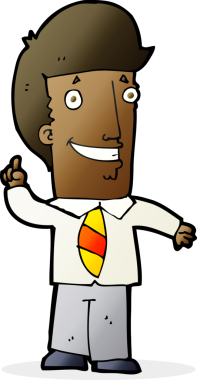 Bir insan tarafından çizilmiş bir fikri olan bir ofis adamı.