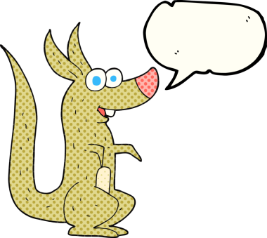 Bir insan tarafından çizilmiş serbest çizilmiş çizgi roman konuşma balonu kangurusu.