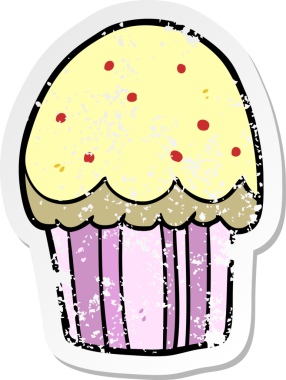 Bir insan tarafından çizilmiş karikatür kekinin sıkıntılı çıkartması.