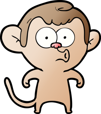 Bir insan tarafından çizilmiş korna çalan maymun.