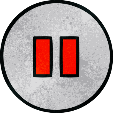 Bir insan tarafından çizilen durdurma düğmesinin retro grunge desen çizgi filmi