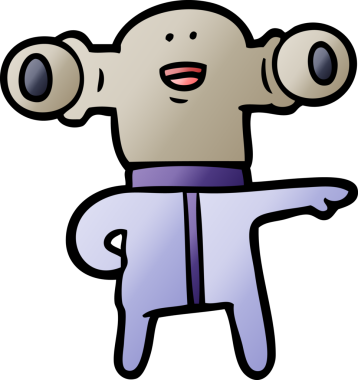 Bir insan tarafından çizilmiş dostane bir uzaylı çizgi filmi.