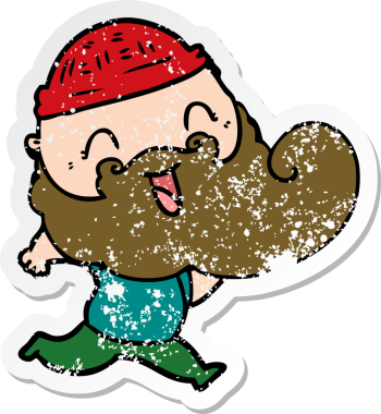 Bir insan tarafından çizilmiş mutlu sakallı bir adamın sıkıntılı çıkartması.