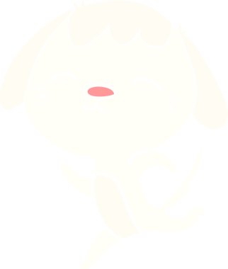 Bir insan tarafından çizilmiş mutlu düz renkli çizgi film köpeği.