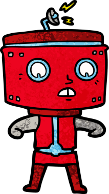 Bir insan tarafından çizilmiş çizgi film robotu