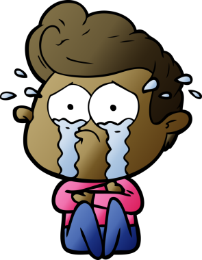 Bir insan tarafından çizilmiş ağlayan bir karikatür.