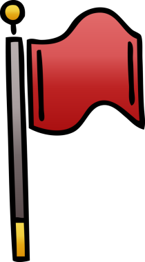 Bir insan tarafından çizilmiş kırmızı bir bayrağın gölgelenmiş çizimi