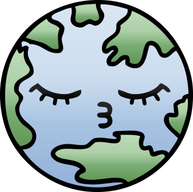 Bir insan tarafından çizilmiş bir gezegenin gölgelenmiş karikatürü.