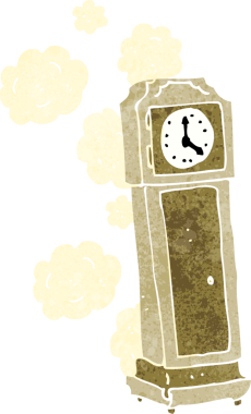 Bir insan tarafından çizilmiş eski bir büyükbaba saati.