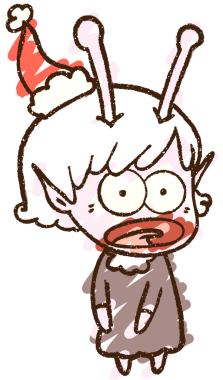 Bir insan tarafından çizilen Noel Uzaylı Tebeşiri