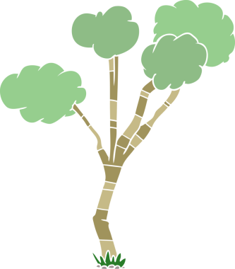 Bir insan tarafından çizilmiş düz renk çizgi film seyrek ağaç