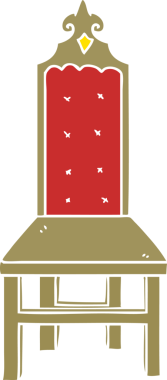 Bir insan tarafından çizilmiş düz renkli çizgi film koltuğu.