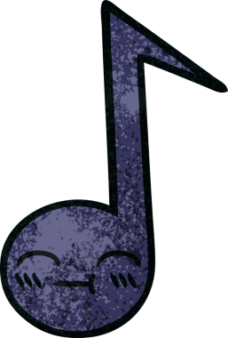 Bir insan tarafından çizilmiş müzikal notanın retro grunge desen karikatürü