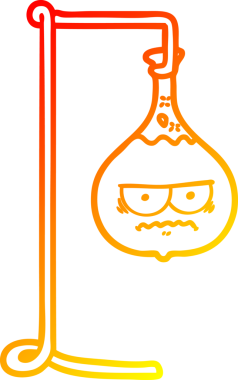 Bir insan tarafından çizilmiş kızgın bir karikatür bilim deneyinin sıcak çizgi çizimi