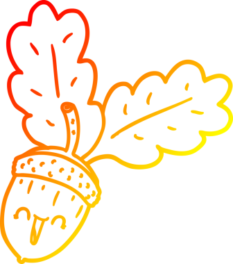 Bir insan tarafından çizilmiş bir palamutun sıcak çizgi çizimi