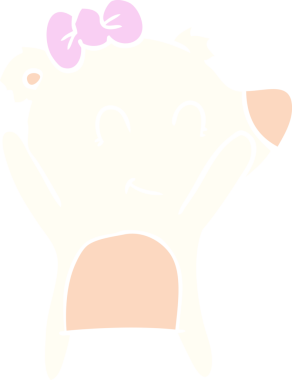 Bir insan tarafından çizilmiş dişi kutup ayısı düz renkli çizgi film.