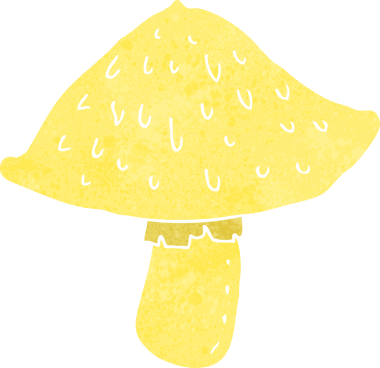 Bir insan tarafından çizilmiş vahşi mantarlar.