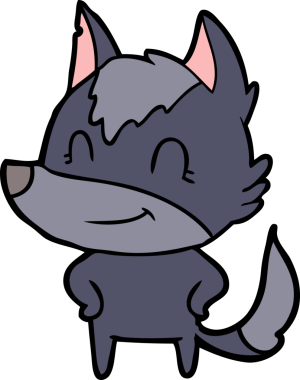 Bir insan tarafından çizilmiş dost canlısı bir kurt.