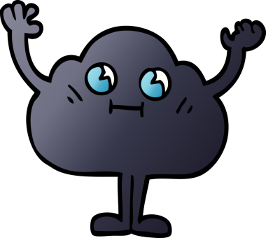 bir insan tarafından çizilmiş kara bulut karakteri.