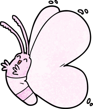 Bir insan tarafından çizilmiş komik bir kelebek.