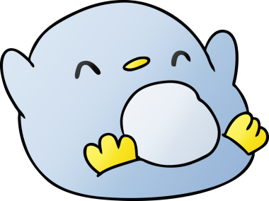bir insan tarafından çizilmiş sevimli bir penguenin gradyan çizimi kawaii