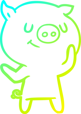 Bir insan tarafından çizilmiş mutlu çizgi film domuzu çizimi.