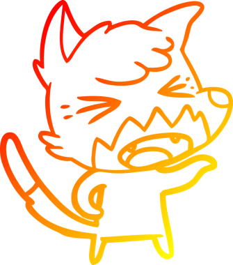 Bir insan tarafından çizilmiş kızgın bir tilkinin sıcak çizgi çizimi