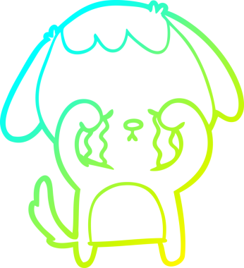 Bir insan tarafından çizilmiş ağlayan bir köpeğin soğuk gradyan çizimi