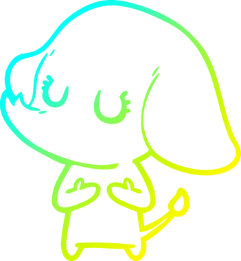 Bir insan tarafından çizilmiş şirin bir filin soğuk gradyan çizgisi