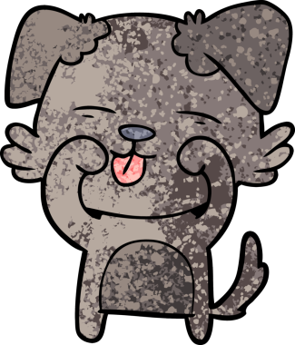 Bir insan tarafından çizilmiş gözleri ovalayan çizgi film köpeği.