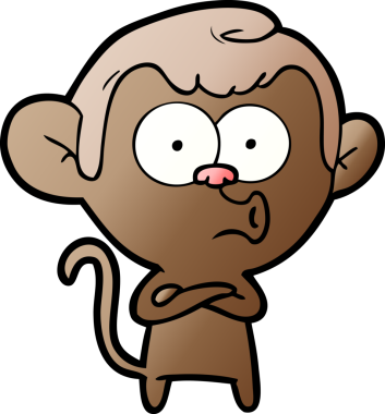 Bir insan tarafından çizilmiş korna çalan maymun.