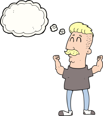 Bir insan tarafından çizilen serbest çizilmiş düşünce balonu karikatürü.