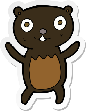 Bir insan tarafından çizilmiş siyah ayı yavrusunun çıkartması.