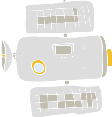 Bir insan tarafından çizilmiş uzay istasyonunun düz renk çizimi