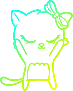 Bir insan tarafından çizilmiş bir çizgi film kedisinin soğuk gradyan çizimi