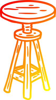 Bir insan tarafından çizilmiş ayarlanabilir bir sanatçı taburesinin sıcak gradyan çizimi