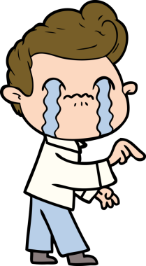 Bir insan tarafından çizilmiş ağlayan çizgi film adamı.