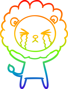 Bir insan tarafından çizilmiş ağlayan bir aslanın çizgi çizimi.