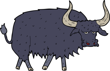 Bir insan tarafından çizilmiş kıllı bir öküz.